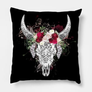 Cow skull floral 23 Pillow