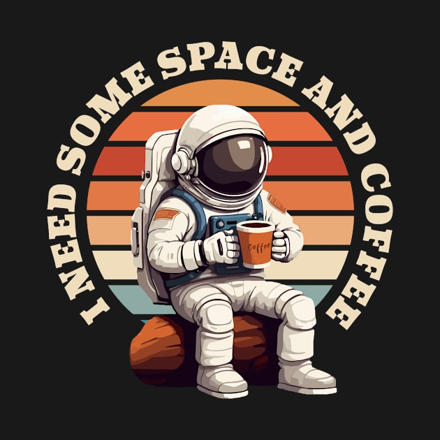 Astronaut Drinking Coffee Funny retro gift for space, astronomy, and coffee lovers by GrafiqueDynasty