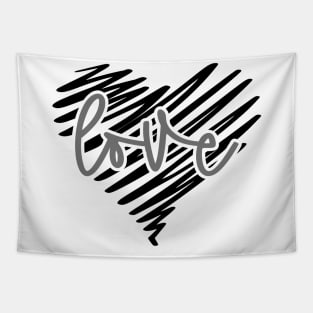 Love Heart Greyscale Tapestry