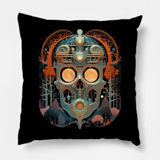 Halloween Day of the Dead Robot Sugar Skull Pillow