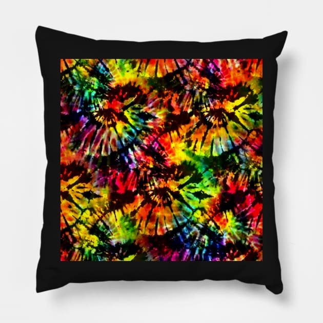 Vivid Psychedelic Hippy Tie Dye Pillow by KirstenStar 