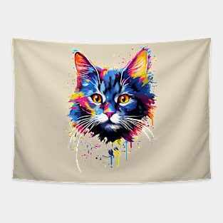 Cat Head in Colors Tapestry