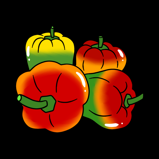 Four Rainbow Bell Peppers by saradaboru