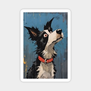 Comical Caricature Border Collie Dog Magnet