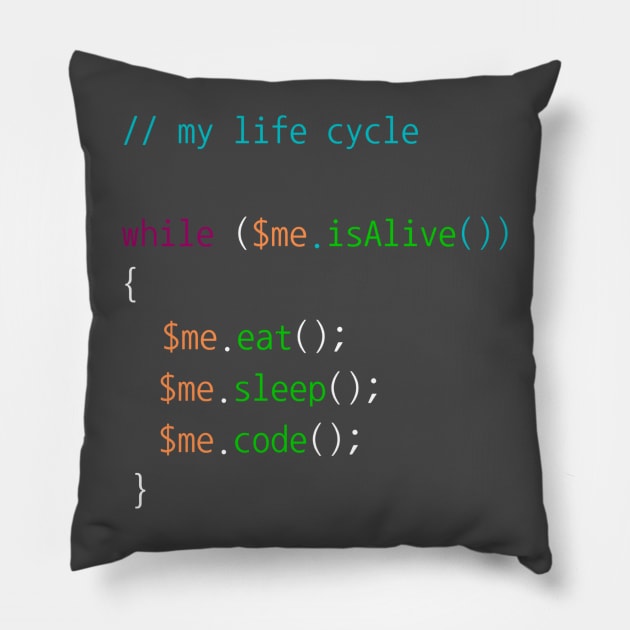 Coder life cycle Pillow by HotCodeDesign