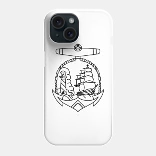 HomeSchoolTattoo Anchor with ship and lighthouse Phone Case