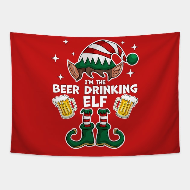 I'm The Beer Drinking Elf - Elf Matching Family Christmas Tapestry by OrangeMonkeyArt