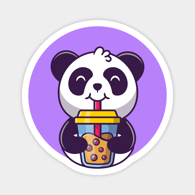 Cute Panda Drinking Boba Milk Tea Panda Magnet Teepublic 