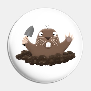 Funny pocket gopher digging cartoon illustration Pin