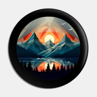 Geometric mountains, beautiful sunset Pin