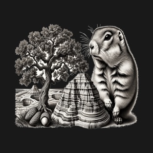 Badlands Beauty: Prairie Dog Amidst Nature's Marvels T-Shirt