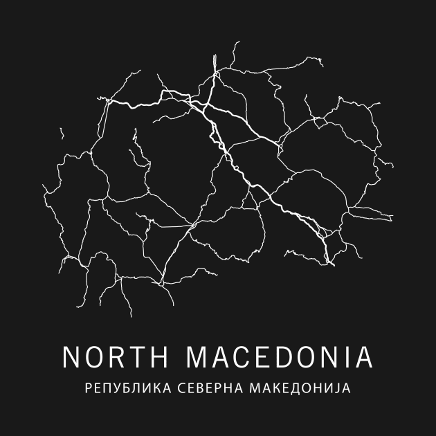 North Macedonia Road Map by ClarkStreetPress