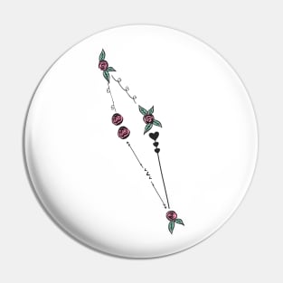 Scutum (Shield of Sobieski) Constellation Roses and Hearts Doodle Pin