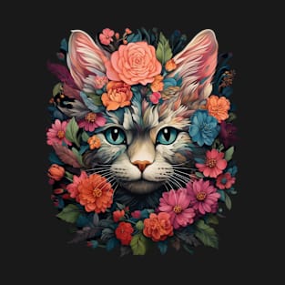 Flowery Cat Cute Gifts For Cats & Flower Lover T-Shirt