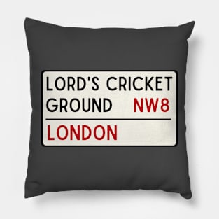 Lords Cricket Ground Road Sign Pillow