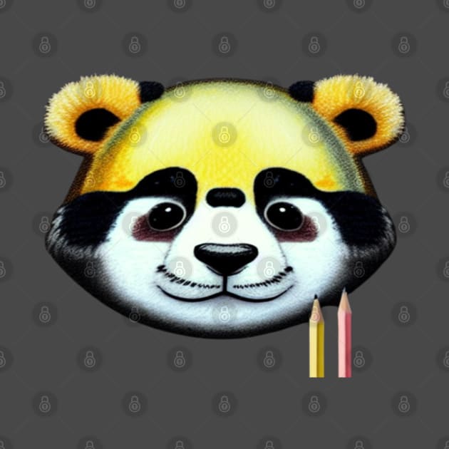Panda Head Colorful Design With Pencil. by FAITHSTREAMS
