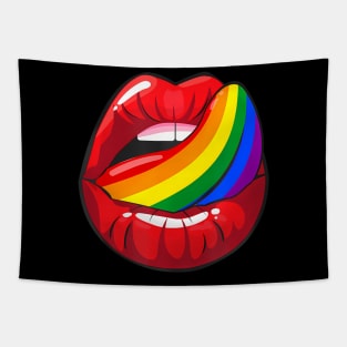 Lgbt Gay Lesbian Pride Sexy Lips Rainbow Tapestry