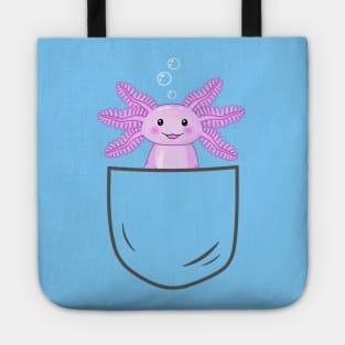 Axolotl inside a pocket Tote