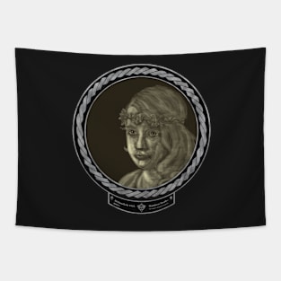 Melancholy Girl (frame silver celtic rope black) Tapestry