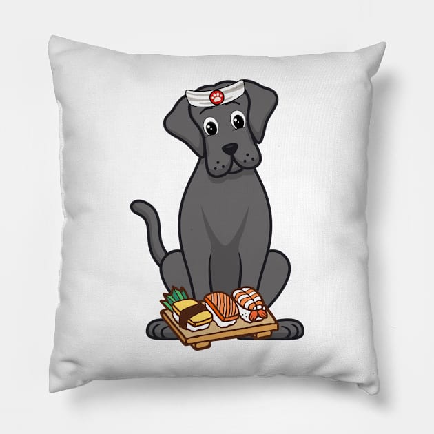 Funny big dog is a sushi chef Pillow by Pet Station