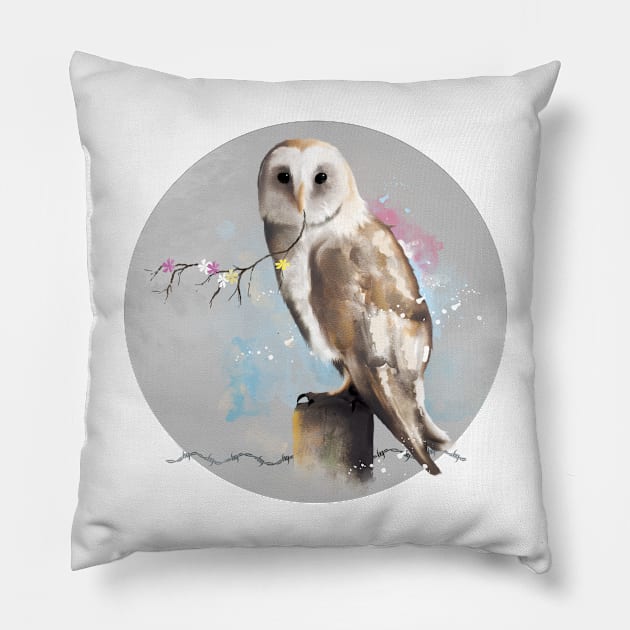 Barn owl Pillow by FrancinesWorkshop