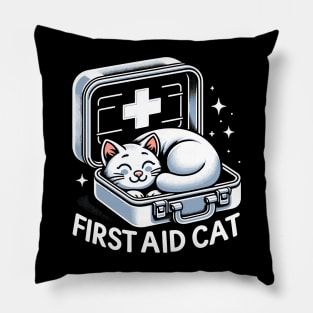 First Aid Cat Pun Nurse Doctor Healthcare Novelty Funny Cat Pillow