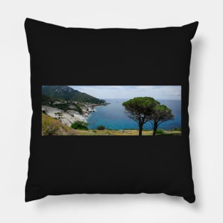 Panoramic view around the area of Marciana, Elba Pillow