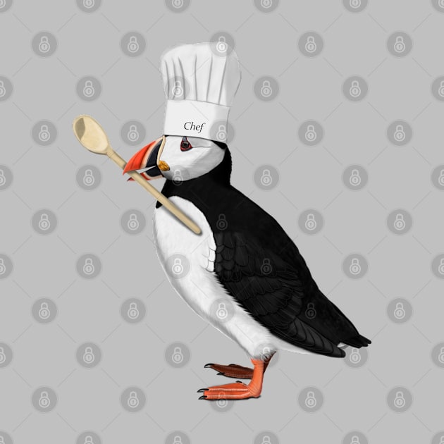 Puffin Chef Bird Illustration by jzbirds