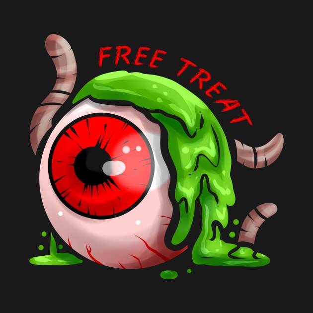 Free Treat Big Eyeball Green Slime Earthworm Halloween by SinBle