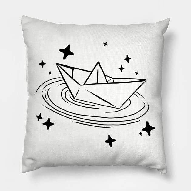 Space Sailing Pillow by Owllee Designs