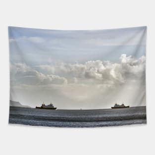 The ferries Bute and Argyle about to pass each other, Firth of Clyde, Scotland Tapestry