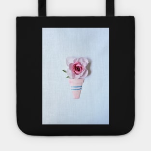 Printed Paper Quilling Art. Paper Rose Pot. Botanical art Tote