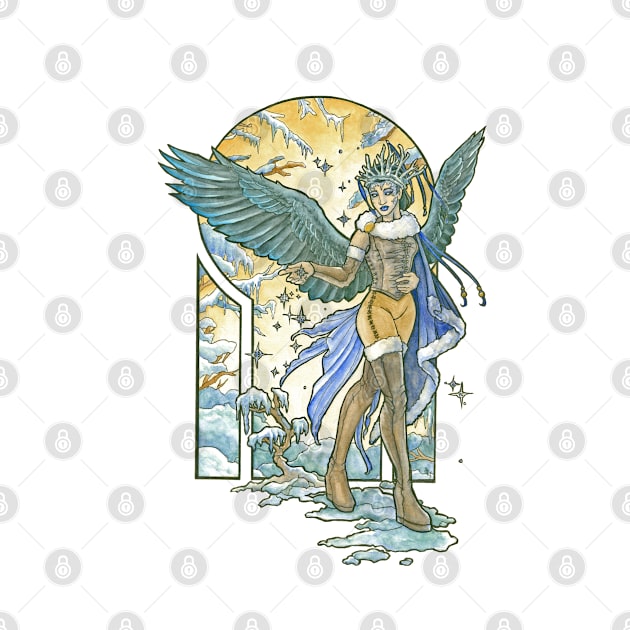 Angel of Winter Mucha Inspired Art Nouveau Angels of the Seasons Series by angelasasser