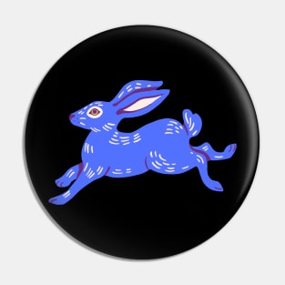 Blue Running Hare Pin