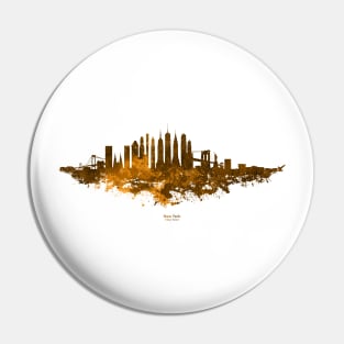 New York City Skyline Colorful Watercolor in rust orange and brown Pin