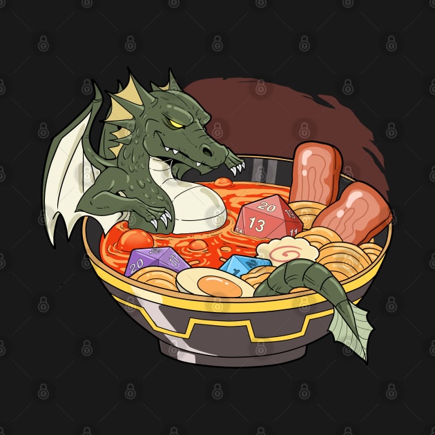 Tabletop Dungeons Gift Dragon And Dice In Ramen RPG Print by Linco