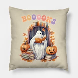 Funny Halloween Cute Ghost Book Reading School Teacher Pillow