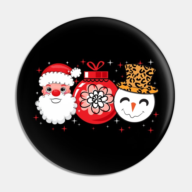 Christmas Santa Claus Snowman Bauble Pin by lunamoonart