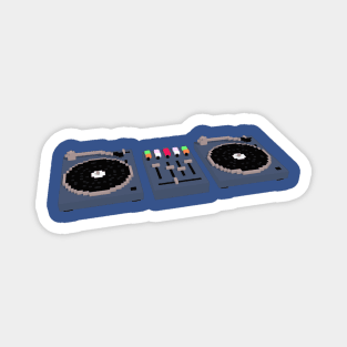 DJ Two Turntables and a controller 8 BIt Pixel Voxel Graphic Magnet