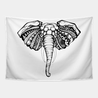 Elephant Illustration | Black and White Tapestry