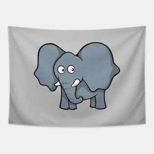 Gray Elephant Cartoon Tapestry