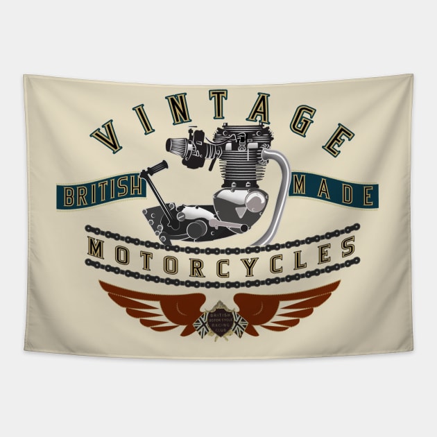 British Made Motorcycles Tapestry by Midcenturydave