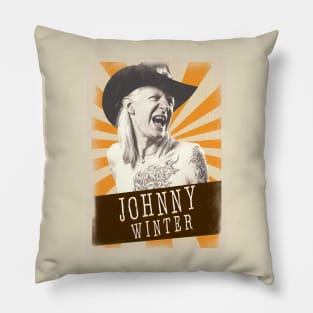 Vintage Aesthetic Johnny Winter 80s Pillow