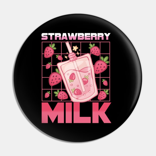 Japanese Kawaii Strawberry Milk Shake Carton Pin by aneisha