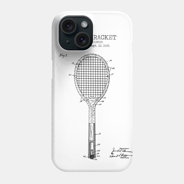 TENNIS RACKET patent Phone Case by Dennson Creative