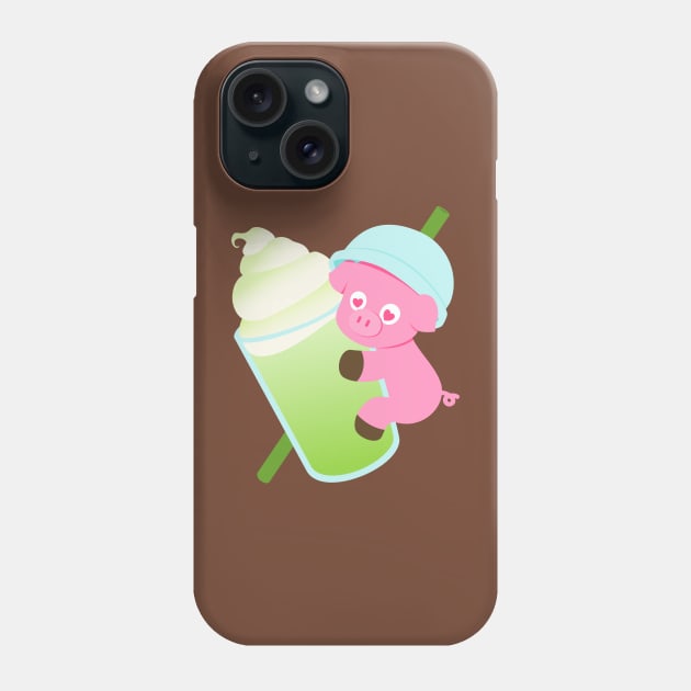 Matcha Frappuccino Pig Phone Case by StrayKoi