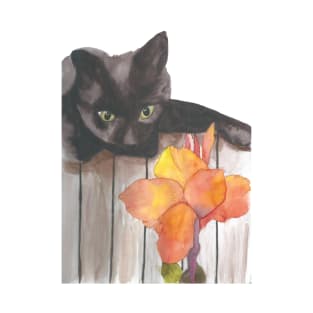 Playfulness, black kitten watercolor T-Shirt