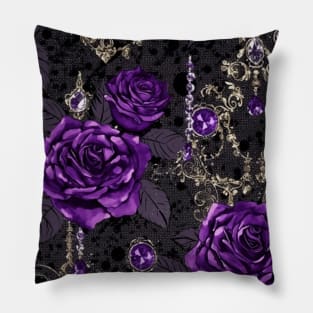 Purple Roses Jewelry Pattern Pillow