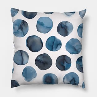 Pocket - Colorful Ink Marbles Dots Blue Pillow