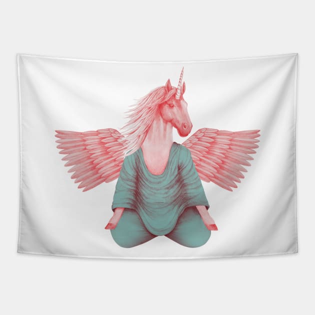 meditating pegasus 1 Tapestry by KindSpirits